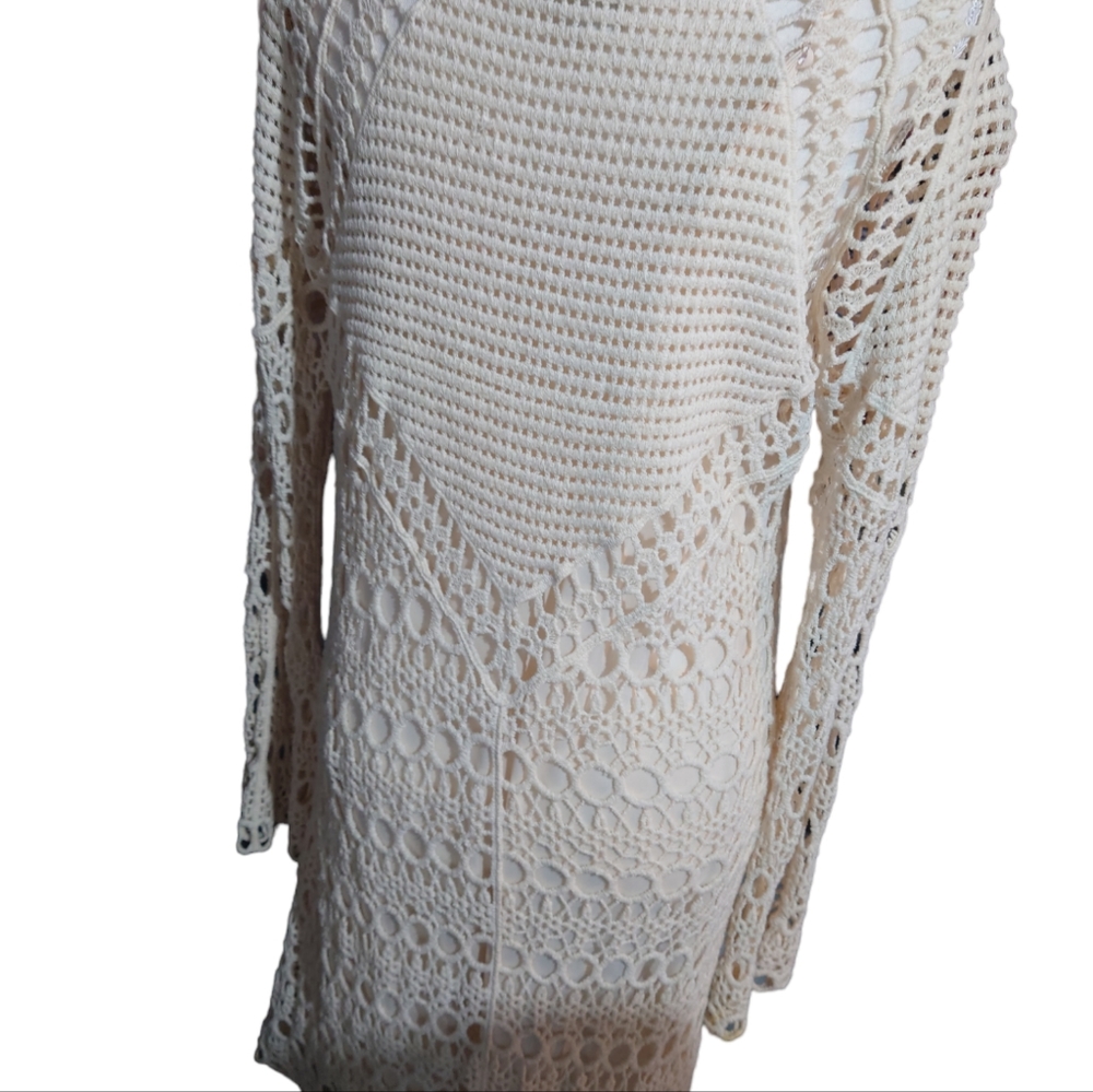 Open knit Bell sleeve crochet vintage dress
